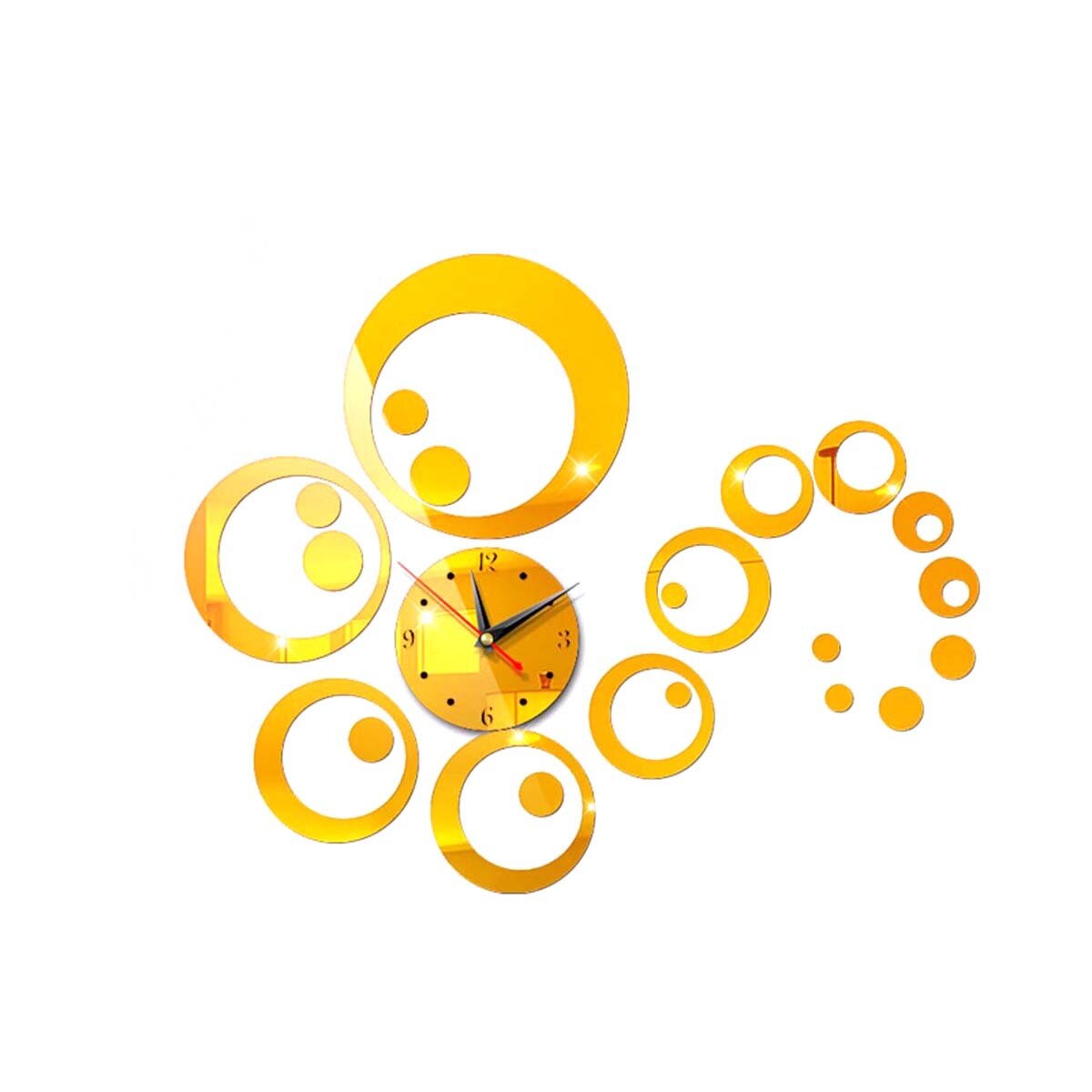 Faroot 3d acryl muursticker huishouden woonkamer kantoor spiegel dempen decoratieve muursticker klok: D