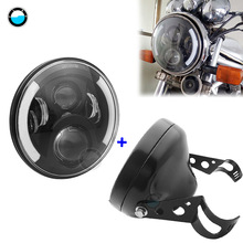 Faro de motocicleta DOT SAE E9 de 60W de 7 pulgadas con faro Led de ojo angular anillo de ajuste de cubo de 7 pulgadas de carcasa.