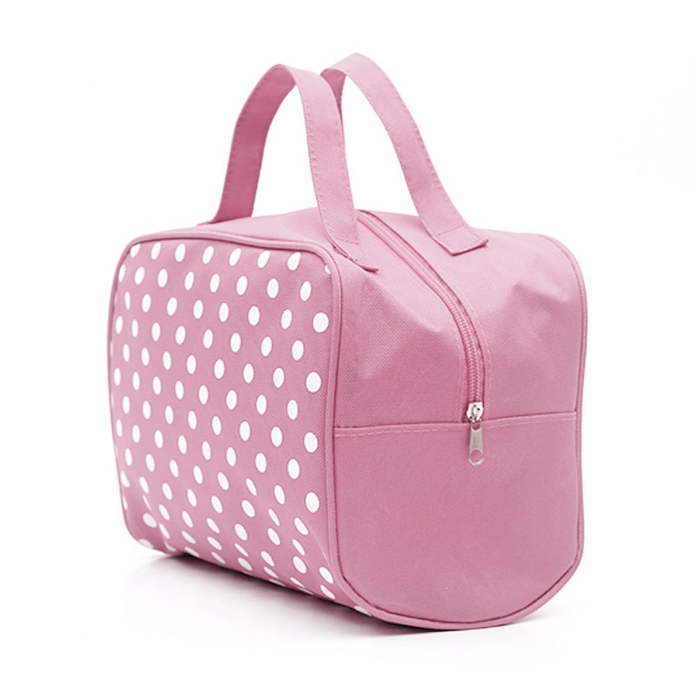 HOBBAGGO Sminkväska - Kosmetikfodral med Dragkedja - 25x20x12cm - Prickigt Mönster