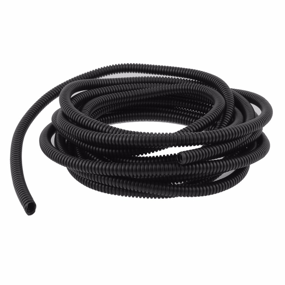 Uxcell 4.5 m Lange Zwarte Flexibele Geïsoleerde Polyethyleen Gegolfd Buis Slang voor Draad Tubing 6.5mm x 10mm Dia