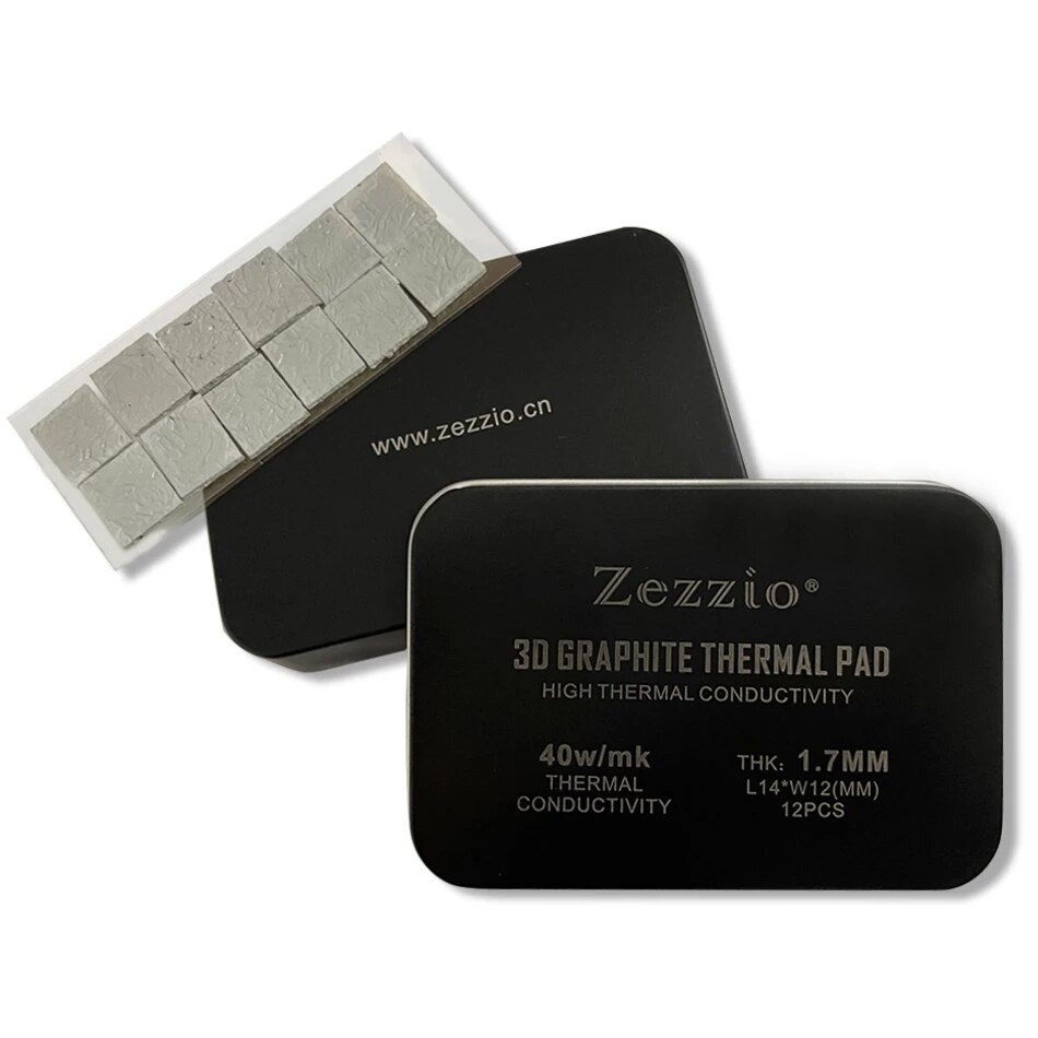 Zezzio 3D Graphite Thermal Pad 40W/mk IC Graphene Cooling 3090/3080 Memory Thermal Silicone Grease Pad for GDDR6X VRAM