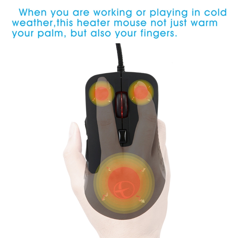 2400 DPI Heating Warmer Hands USB Wired Gaming Mouse for Notebook Computer PC