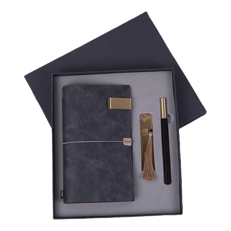 Business Set PU Leather Notebook Bookmark Pen Kit for Office Meeting: GY