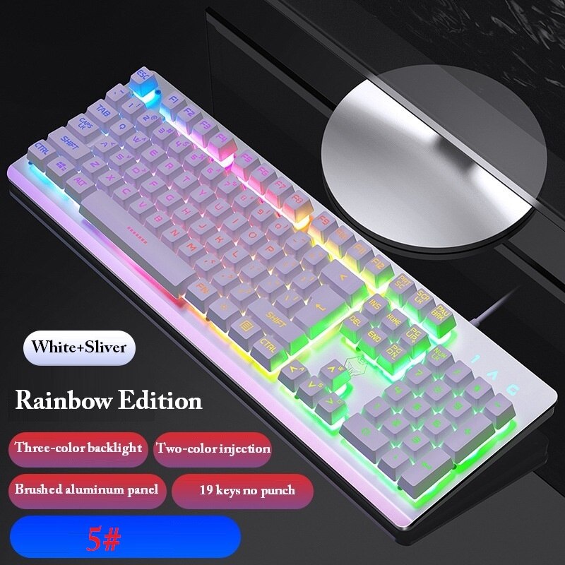 Voice Control Keyboard with Rainbow Marquee Backlit Suspended Keycap with Mechanical Felling Gaming Keyboard forDesktop Notebook: 5