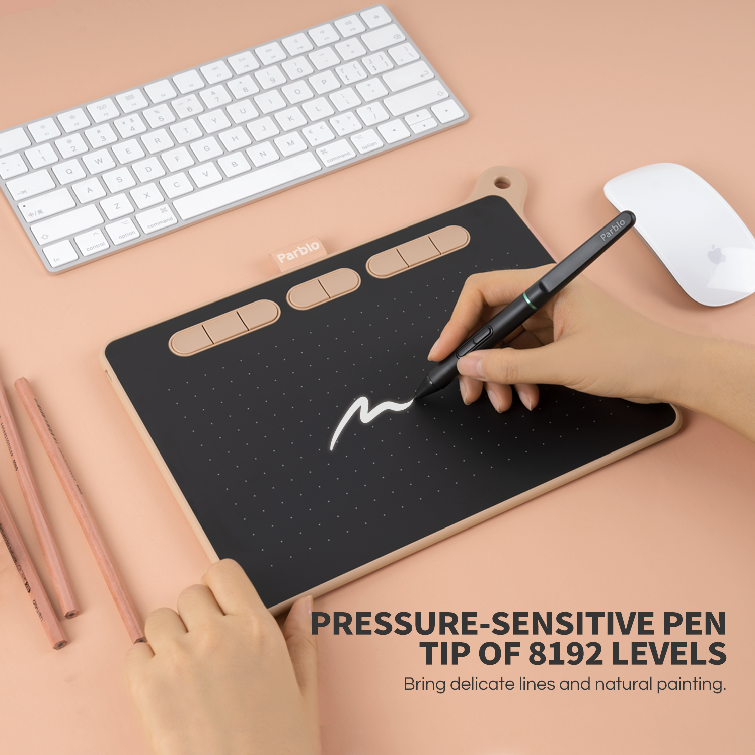 Parblo Ninos M Graphics Drawing Digital Tablets Signature Pen Tablet OSU Game Tablet with Battery-Free Stylus Pen