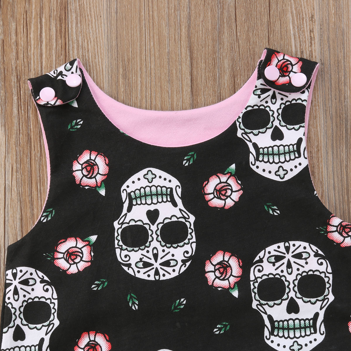 Brand Halloween Casual Infant Baby Boy Girl Skull Romper Sleeveless Pattern Black Cotton Jumpsuit Romper+Headband 0-18M