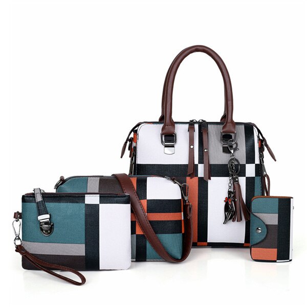 Valenkuci Handtassen Luxe Handtassen Composite Bag Set Plaid Kwastje Vrouwen Tassen Handtassen Composite Bag: green