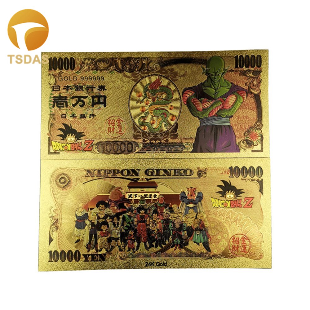 A coleção colorida da cédula do ouro caçoa presentes japão dos desenhos animados a cédula japonesa 1000000 24k chapeou ouro dinheiro falso: 7