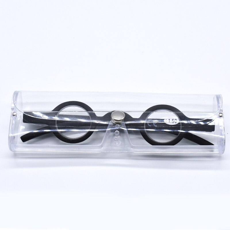 Reexunky mini runde læsebriller mænd kvinder sort rød  tr90 brillestel retro briller fokus lup lunette 1.5 2.0 2.5: +150 / Sort