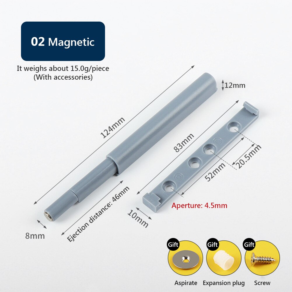 Magnetic Cabinet Catches Cabinet Latch Push to Open Cupboard Drawer Door Touch Stop Damper Buffer Pull Push Invisible: 02