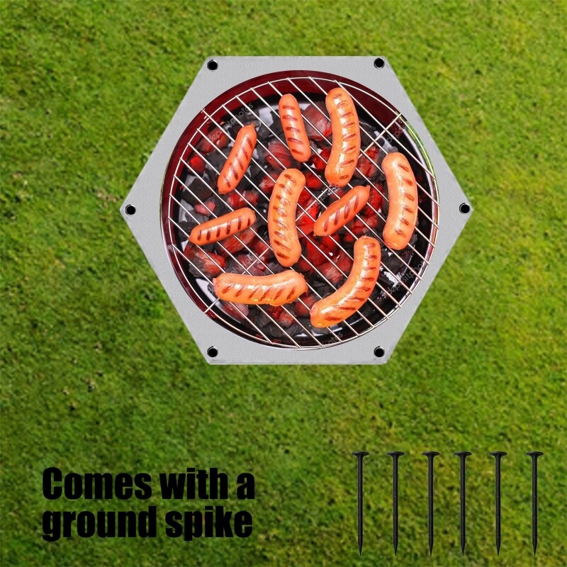 36" Hexagon Fireproof Mat Fire Pit Pad for Outdoor Patio Deck Grass Lawn Mats