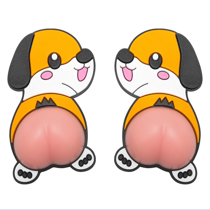 2 pz pesca culo cartone animato cane maiale anatra Squishy spremere Fidget giocattolo decompressione decorazioni fai da te auto paraurti adesivo porta giocattoli antistress: 03