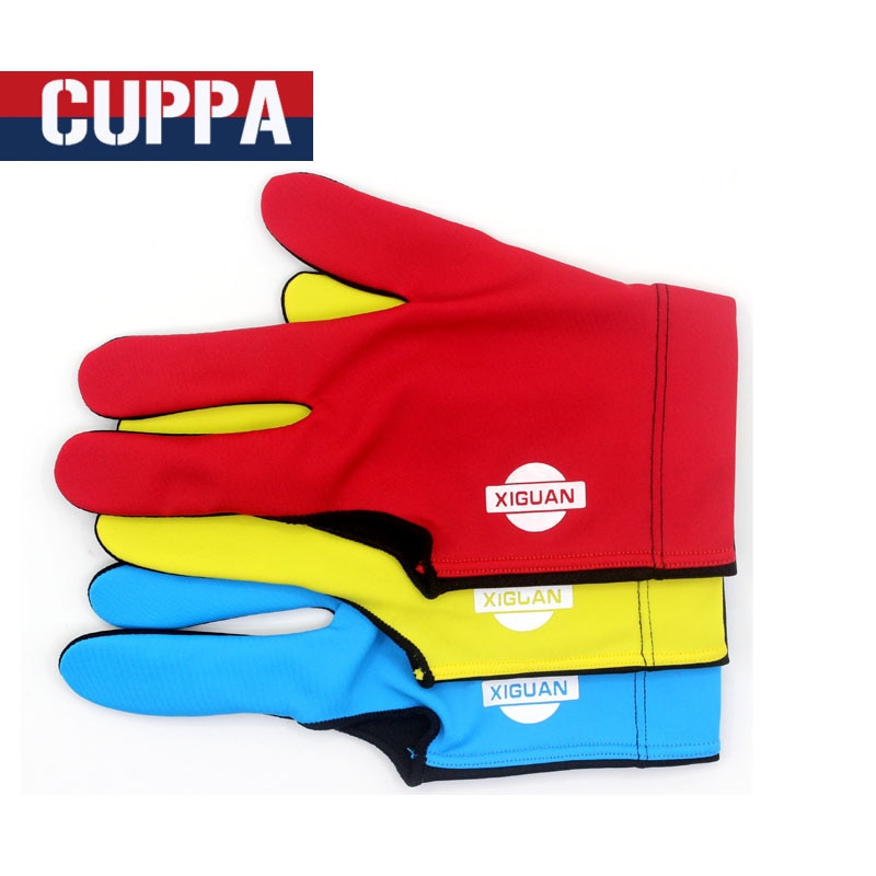 gant de billard Cuppa trois doigts main gauche rouge/bleu/jaune couleurs gants accessoires de billard chine