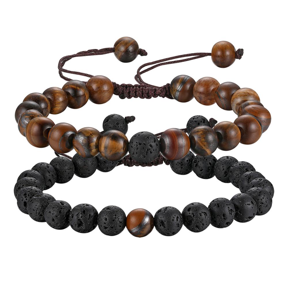 BONISKISS Paare Abstand Armbinde Hand-gewebte Perlen Paar Armbinde für Männer Frauen Einstellbare Charme Strang Schmuck: c