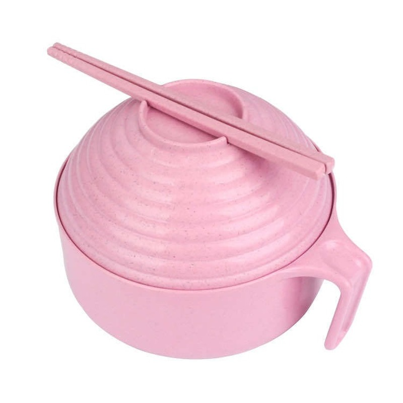Wheat Straw Instant Noodles Bowls with Lids Rice Soup Food Container Kitchen Dowl Healthy Tableware
