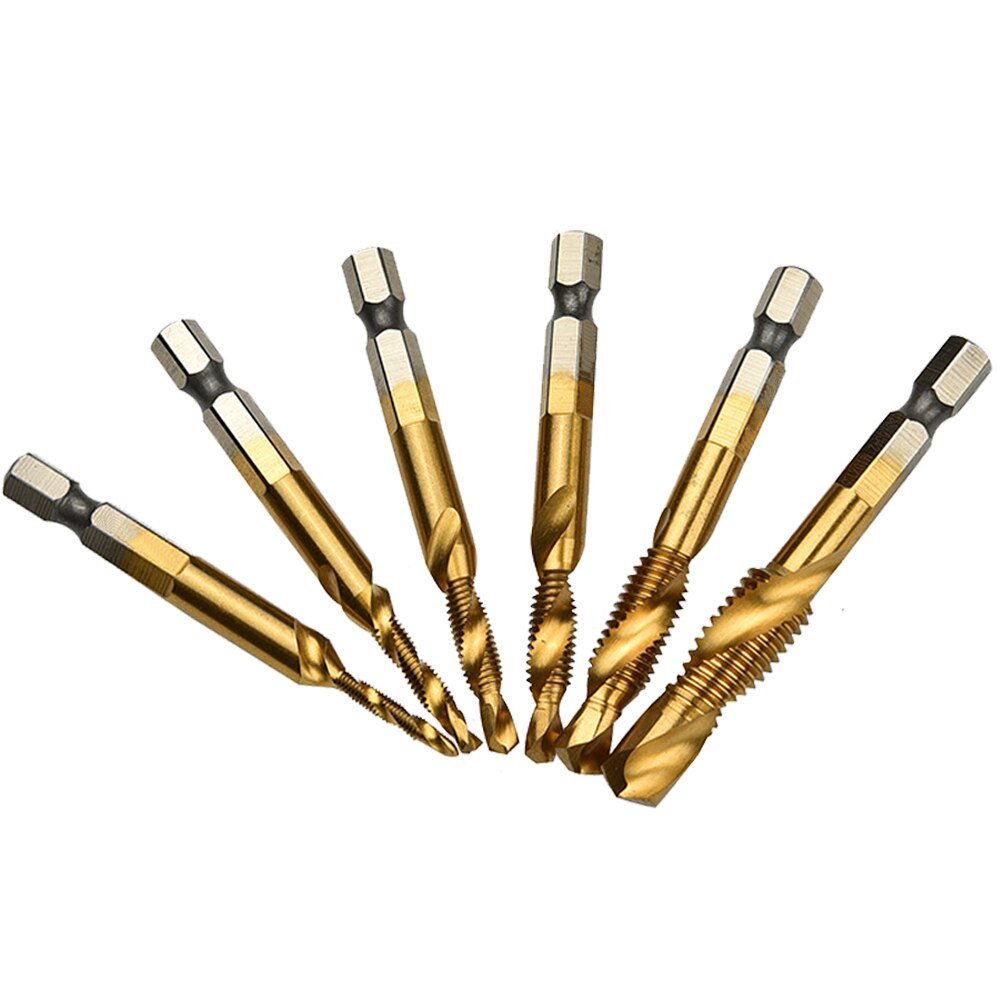 Brocas de taladro de tornillo de M3-M10, Brocas HSS, combinación metalúrgica, acero de alta velocidad métrico, titanio, brocas hexagonales de cambio rápido de 1/4"