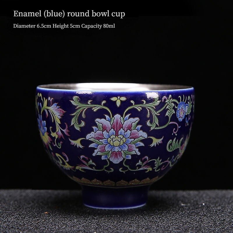 Tasse à thé à Double fond de 65ml, bols à thé de style chinois, tasse en céramique, revêtement interne argenté, tasse impériale asiatique, beau service à thé