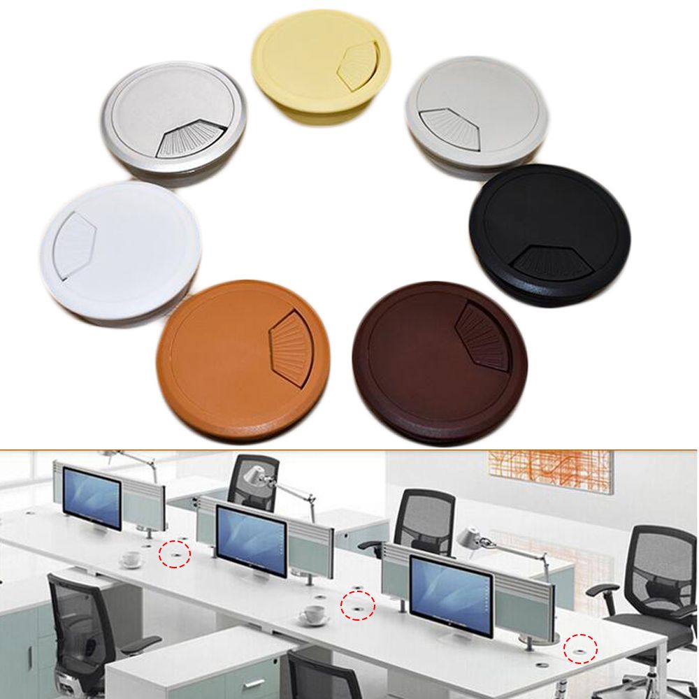 60/80mm Desk Table Plastic Cable Hole Cover PC Computer Desk Round Wire Tidy Grommet