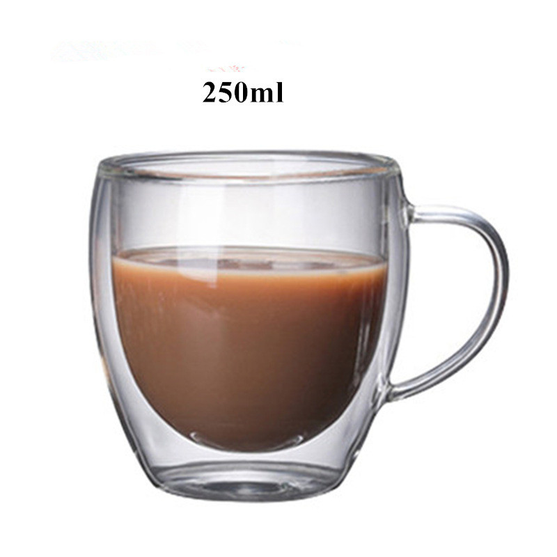 1Pcs Water Bottle Coffee Cup Heat-resistant Double Wall Glass Cup Beer Handmade Milk Lemon Juice Cup Drinkware: B250ml