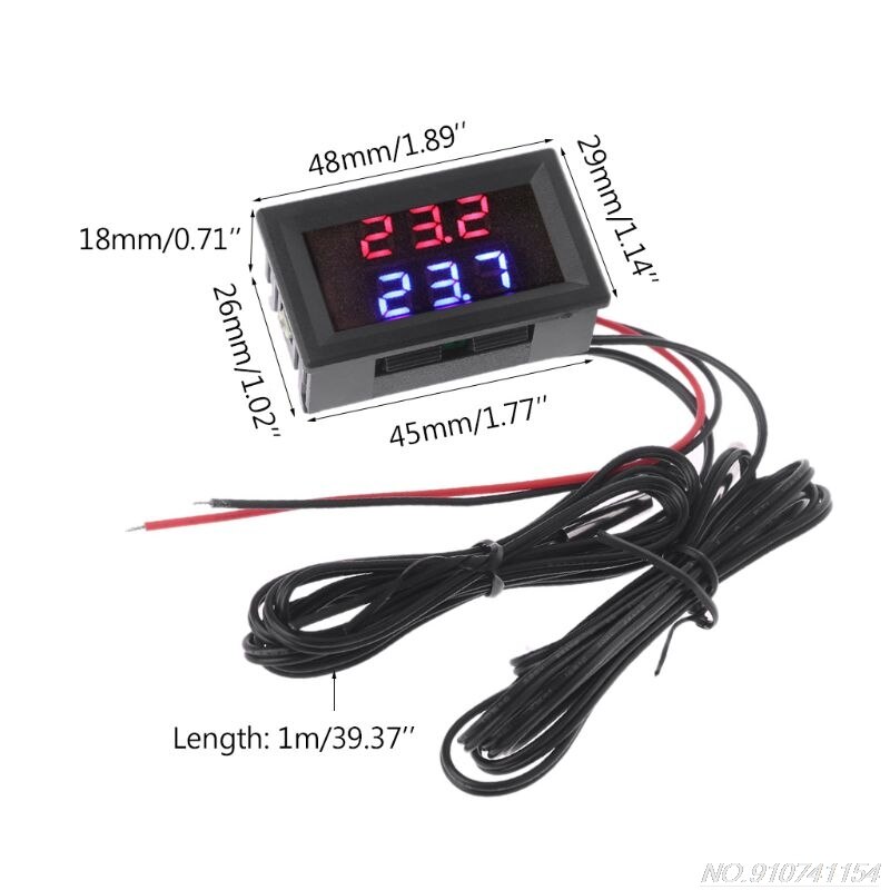 Dual Display Digital Thermometer Red+Blue Temperature Sensor Tester NTC Waterproof Metal Probe N30 20