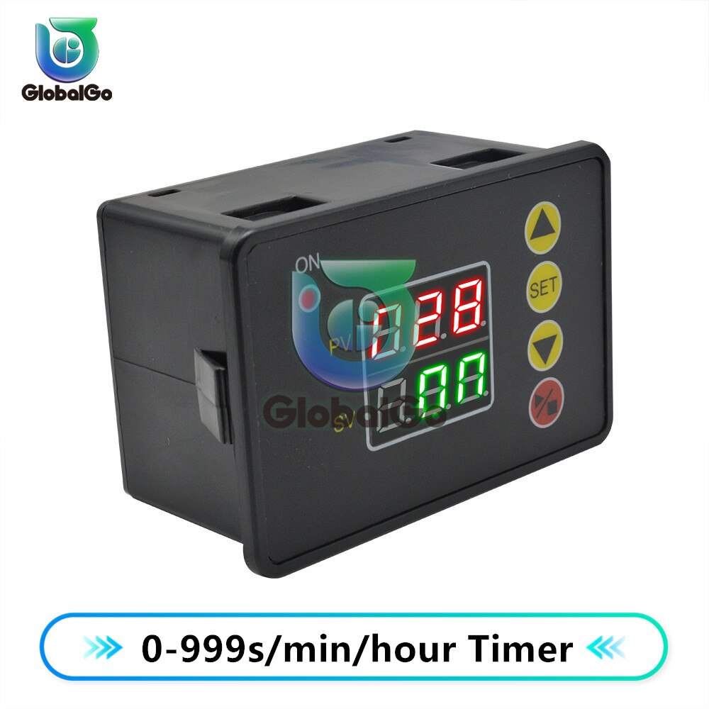Dc 12 24v dobbelt tidsforsinkelse relæ led digital display cyklus tid timer forsinkelse switch kredsløb 110v 220v 0-999