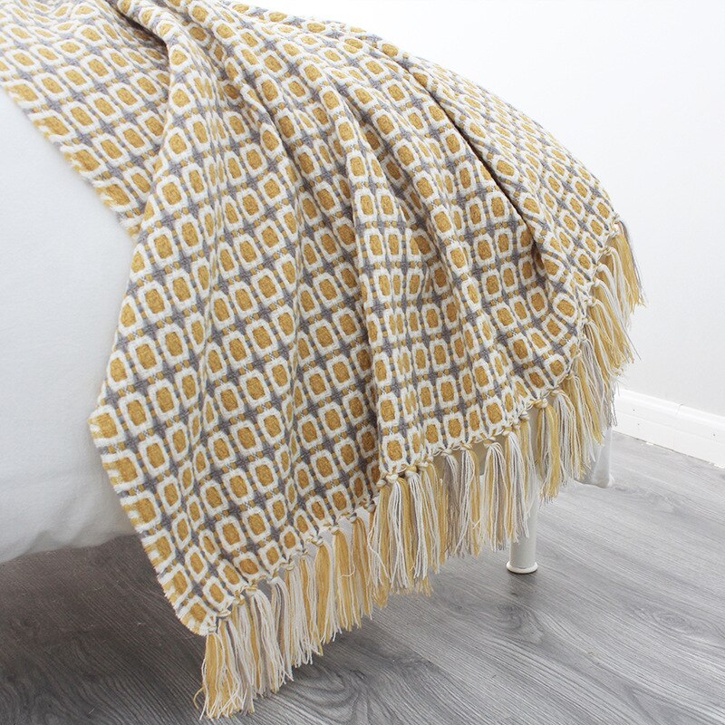 Sofa Werfen Faden Gestrickt Decke Bettdecke auf sterben Bett Sofa Gelb Plaid Streifen Reise TV Nickerchen Decken Sanft Heimat Dekor wandteppich