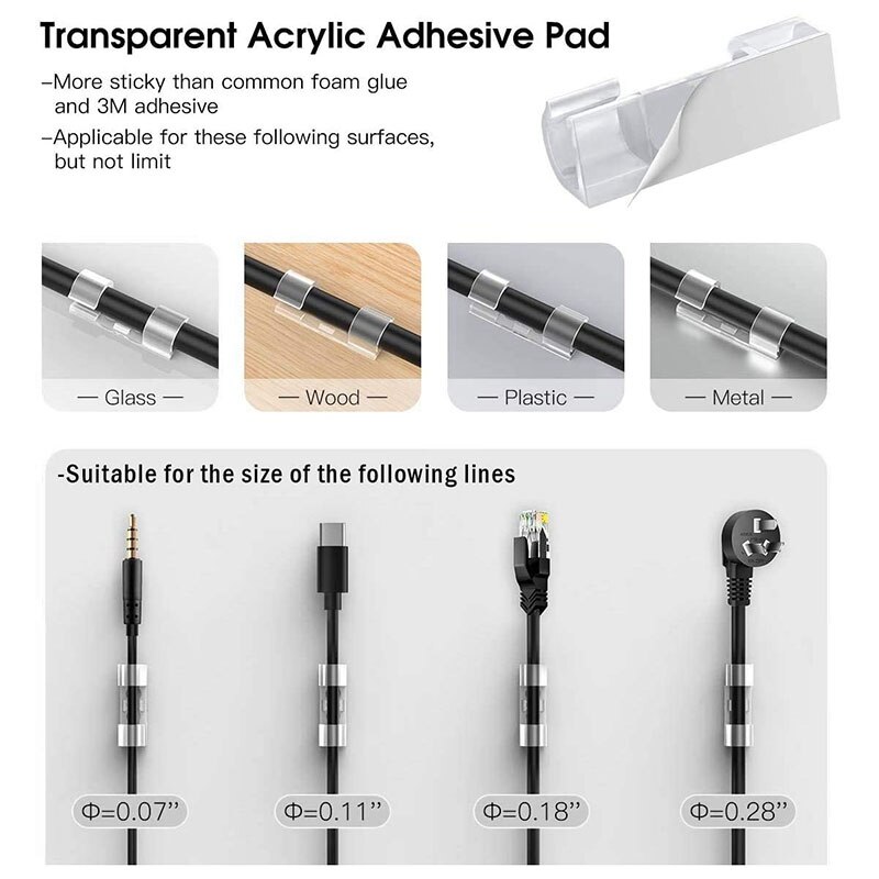 Linie Feste, Draht Veranstalter, Selbst-Klebstoff Schreibtisch-Klemme, Trimmer, Klemme, Draht Verwaltung, 40 Packungen, transparent Clip