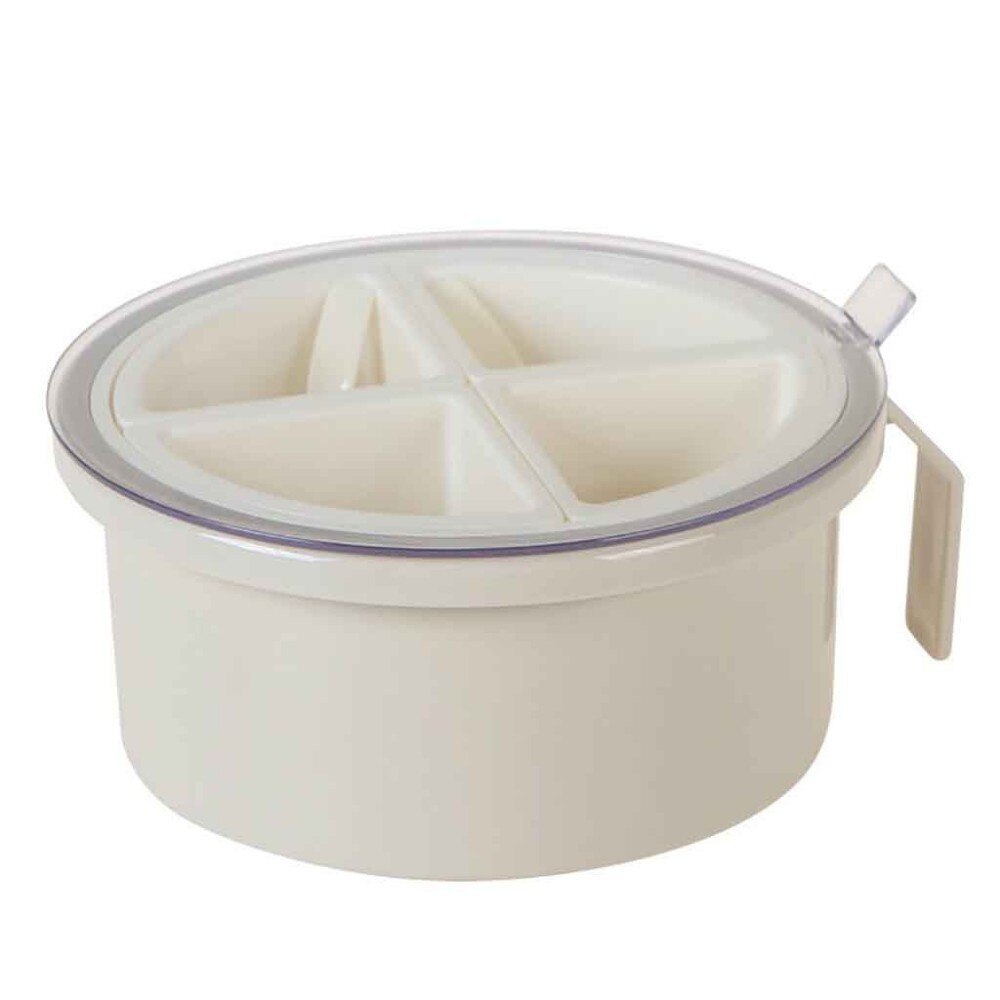 Multi-raster Kruidkruik Ronde Kruiden Doos Zout Peper Dispenser Opbergrek Kruidenrek Potten Box Storage Container Keuken tool: Beige