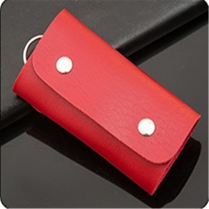 Effen Kleur Vrouwen Mannen Unisex Pu Lederen Sleutelhouder Autosleutel Portefeuilles Huishoudster Keys Organizer Key Case 3149