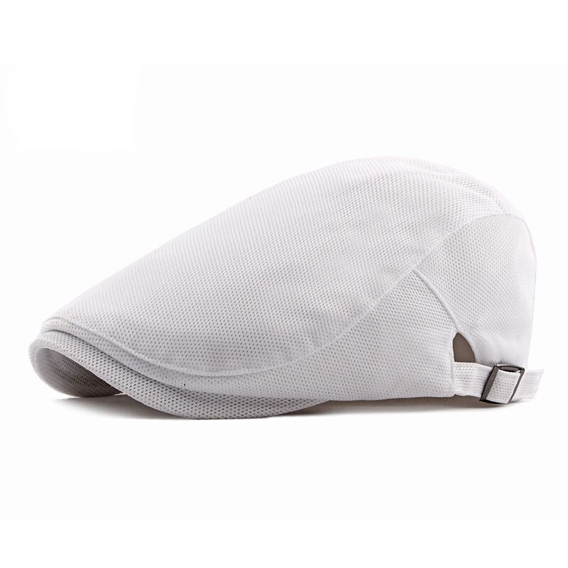 Newsboy Caps For Men Summer Hat Gray Breathable Mesh Solid Vintage Classic Men Women Ivy Flatcap Berets Driver Hats: white