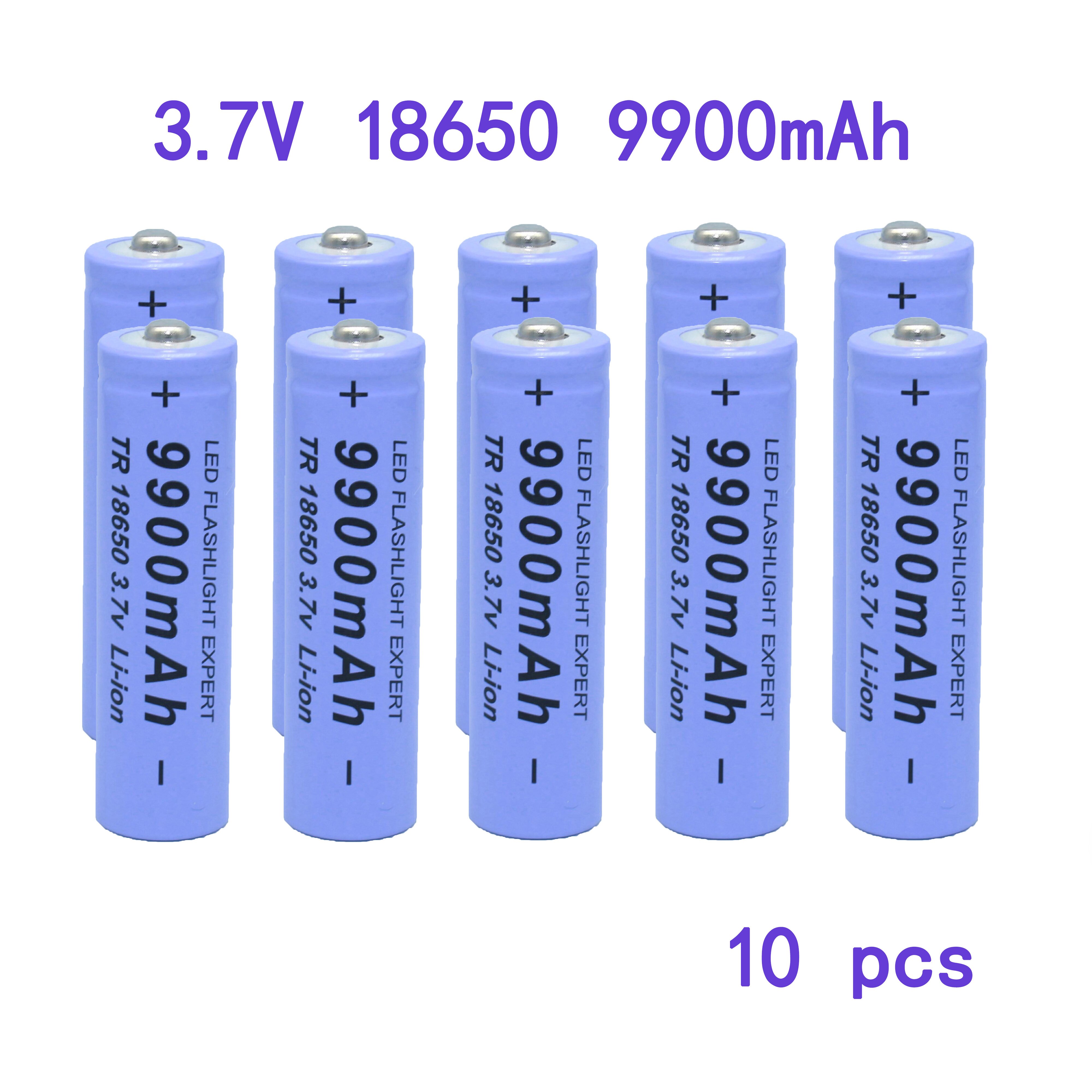 1865. bateria de alta qualidade.9900.mah 3.7v.18650 baterias li-ion bateria recarregavel para lanterna tocha + frete gratis: 10 pcs battery