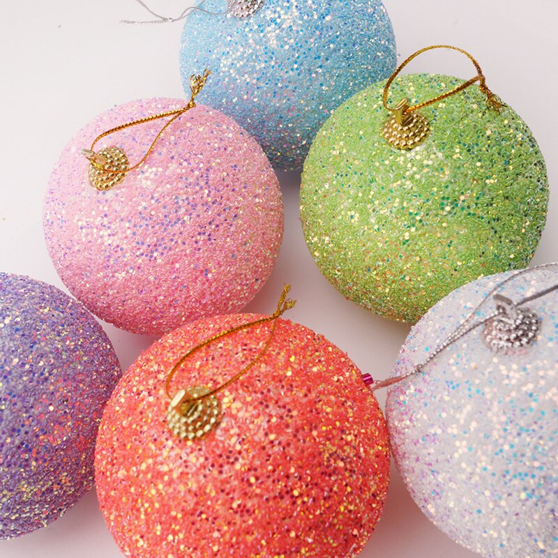 8cm Foam Balls Christmas Ornaments Ball Glitter Hang Balls Xmas Decorations Hanging Tree Pendants Year Party Ornament Decor