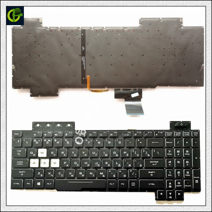 Venäläinen taustavalaistu näppäimistö asus tuf gaming  fx505 fx505gd fx505ge fx505gm fx505d fx505g fx505dy fx505dv fx505dt ru kannettavaan tietokoneeseen: Valkoinen kirje
