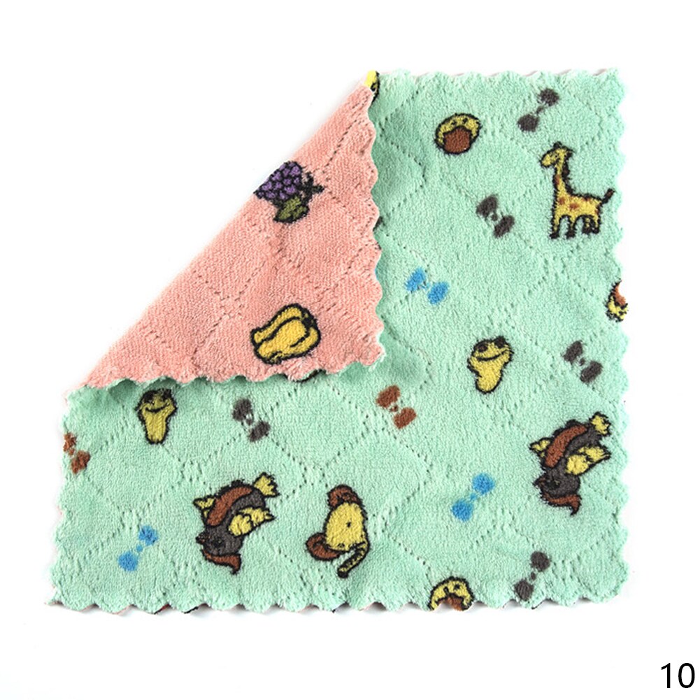 Keuken Anti-Vet Poetslappen Coral Fluwelen Super Absorberende Microfiber Schoonmaakdoekje Thuis Wassen Schotel Keuken Schoonmaken Handdoek: Green Pink-25x25cm
