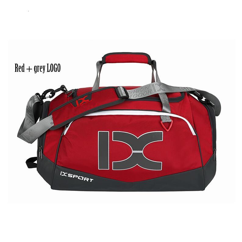 Grote Casual Waterdichte Reistas Voor Mannen Vrouwen Sport Sporttas Enkele Schouder Handtas Bagage Duffle Schoen Tassen Mochila Laptop: Red grey LOGO