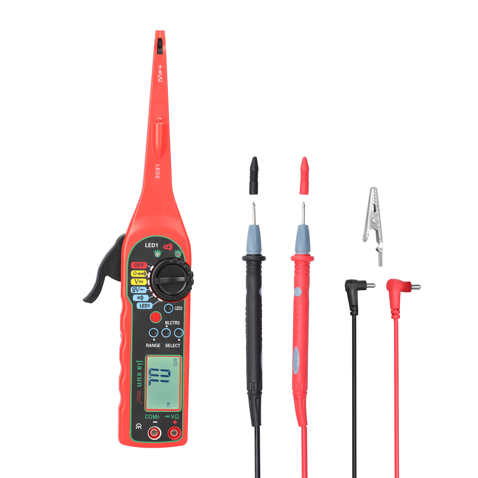Handheld Intelligent Multimeter Digital Car Auto Circuit Tester Auto Repairs Multimeter Automatic Ranges 24V LED Dual Test: Red