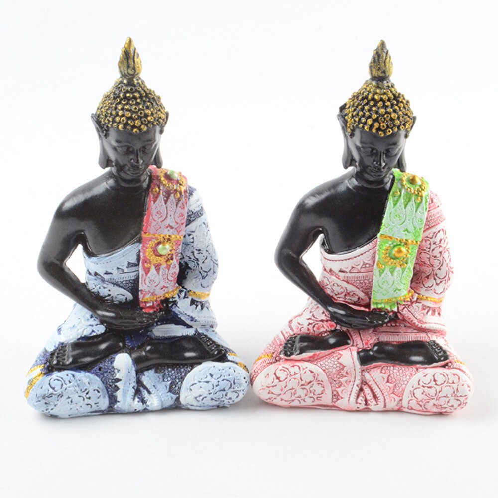 Zitten Boeddha Figuur Creatieve Hars Boeddhisme Beelden Boeddha Collectible Beeldje Plank Display Home Decoratie (Rood)