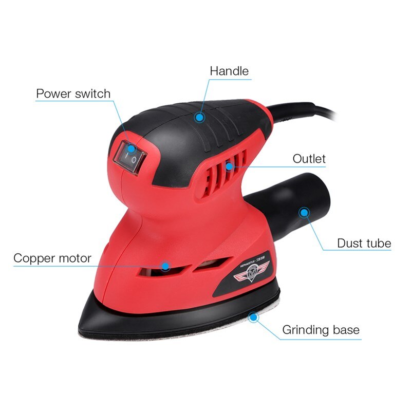 125W Electric Detailing Mouse Sander Auto Polishing Machine Sanding Sander Strong Dust Tube Portable Power Tool Woodworking Tool