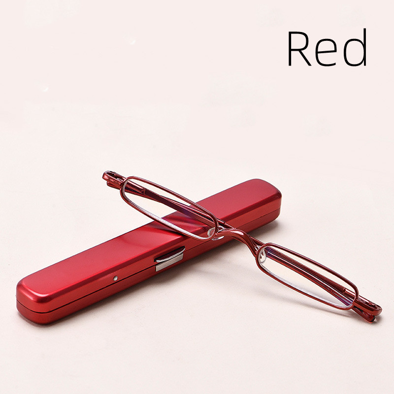 Gafas de lectura de bolsillo Unisex, Mini lectores de Metal delgados con estuche de tubo de bolígrafo, dioptrías + 1,0/1,5/2,0,: Rosa / +250