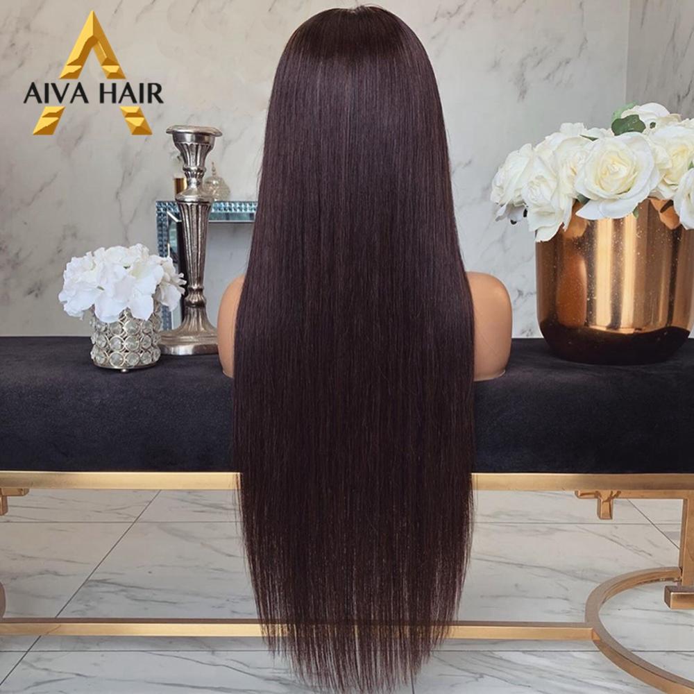 Aiva haar hoge temperatuur vezel synthetische kant voorpruik lijmloze lange middenscheiding cosplay pruik rechte pruiken voor zwarte vrouwen