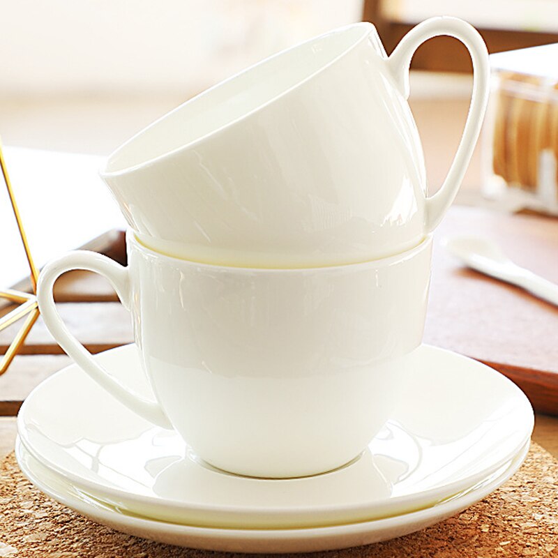 European pure white ceramic coffee cup dish set latte cappuccino flower mug coffee