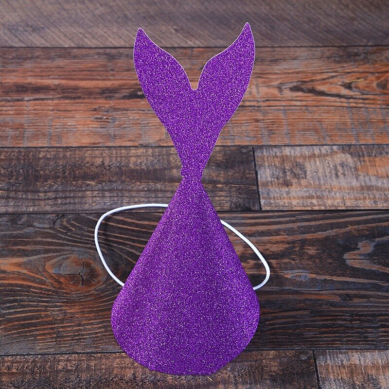 10Pcs Papier Glitter Mermaid Verjaardag Hoed Kinderen Mermaid Hoofdband Decoratie Caps Diy Kartonnen Mermaid Tail Hoeden Photo Props: Purple