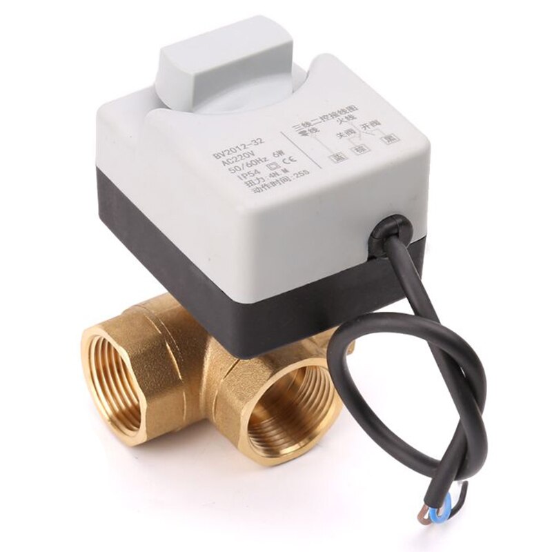 Ac220V 3-Way Electric Motorized Ball Valve Three-Wire Two Control For Air Conditioning Electric Actuator Ball Valve