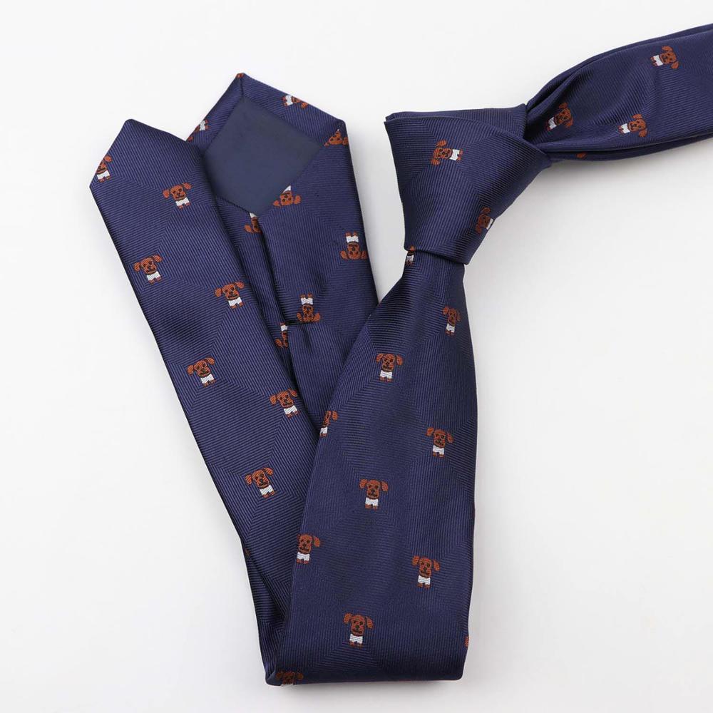 Sød tegneserie doggy jacquard slips 6cm smal afslappet polyester mandlig tynd slips business smoking shirt til mænd tilbehør: 4