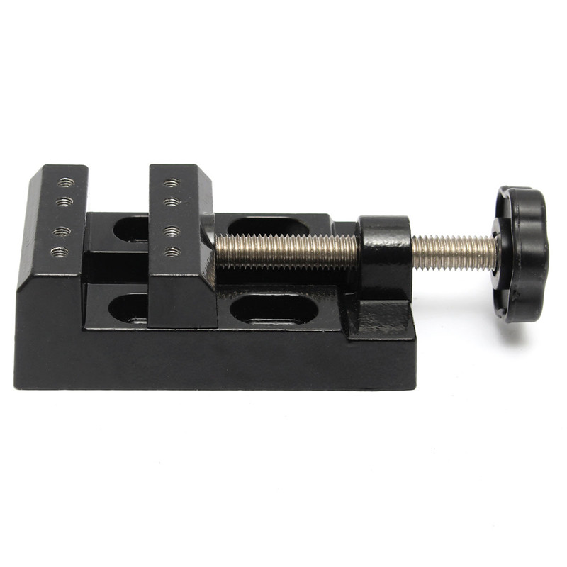 1 uds, sargento de Banco de mandíbula negra, Mini sargento de taladro de banco, Micro Clip, tornillo plano, herramientas manuales de bricolaje, abrazadera de banco para tallar taladro 125x62x36mm