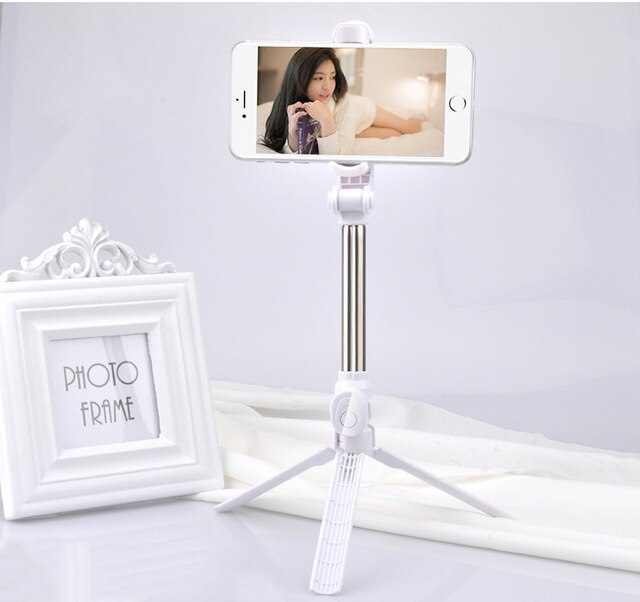 Palo de Selfie Bluetooth trípode Control remoto Monopod para iPhone Mini trípode soporte de teléfono para iPhone 6 11 Samsung S20 Huawei Gopro: white With Bluetooth
