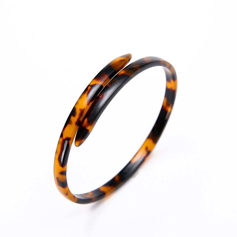 Acetate Tortoise Shell Vintage Acrylic Open Bangles Bracelets Leopard Print Women Cuff Charm Resin Jewelry Accessory