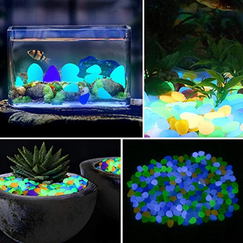 50 stuks kunstmatige fluorescerende stenen tuin aquarium lichtgevende stenen binnenplaats bestrating hars kiezel lichtgevende stenen