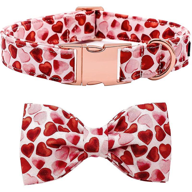 Unieke Stijl Poten Valentijn Rood Hart Halsband Met Strikje Verstelbare Huisdier Halsband Voor Grote Medium Kleine Hond: collar and bow tie / M