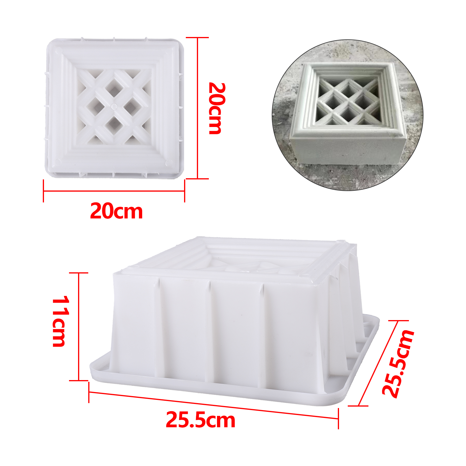 Cement Antieke Baksteen Mal Vierkante Tuinmuur Maken Bakstenen Mal 3d Carving Anti-Slip Beton Diy Bestrating Mallen 1Pc: Lavendel